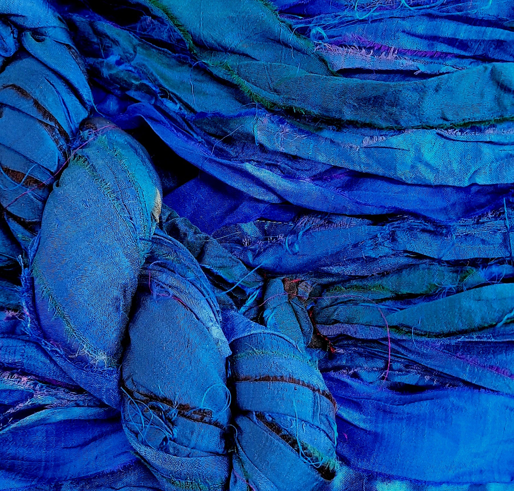 Premium Sari Silk Ribbon Blue Love