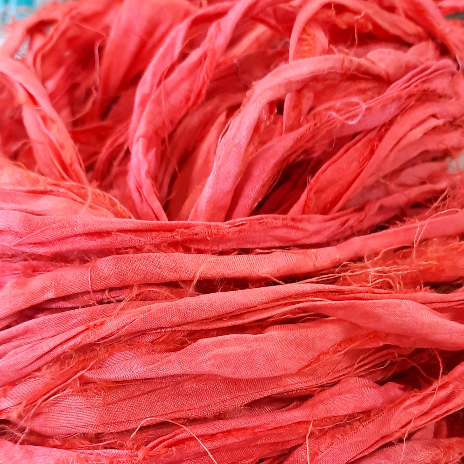 New! Sari Silk Ribbon "Bright Coral"