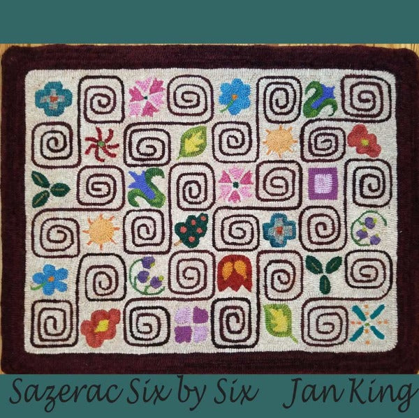 Sazerac Six by Six - Seaside Rug Hooking Company Pattern