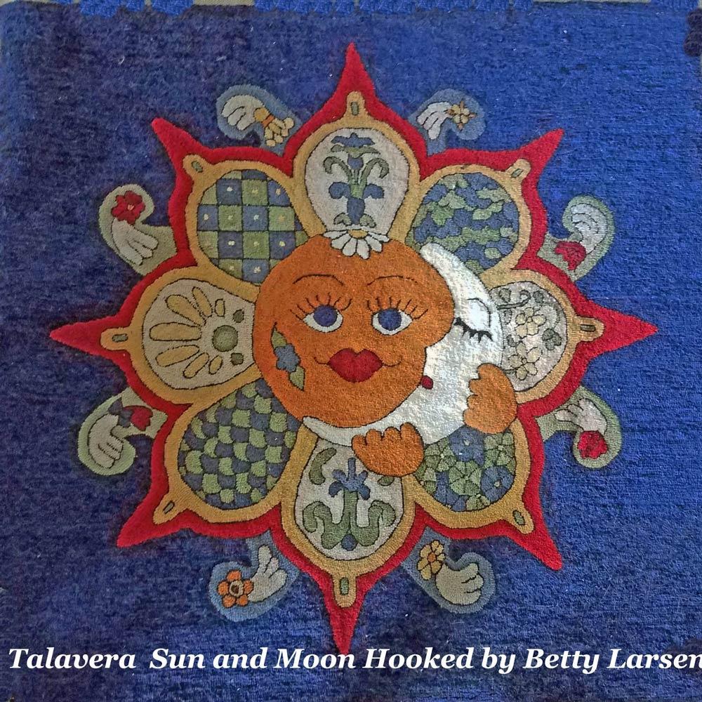 Traditional Talavera Sun with brilliant rays and a crescent moon over the face