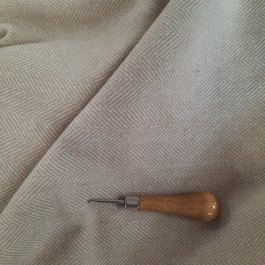 New! Textured Wool Fabric "Beige Herringbone"