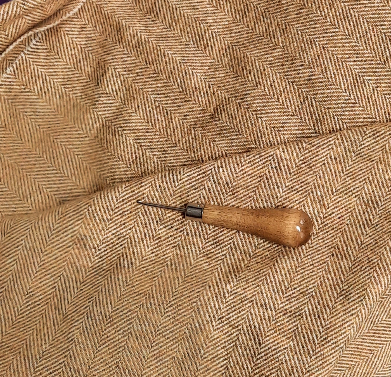 Textured Wool Fabric &quot;Gold Herringbone&quot;