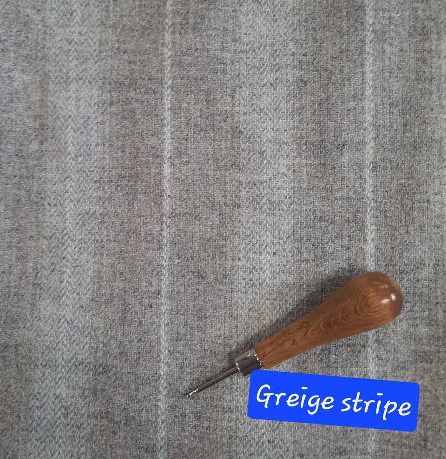 New! Textured Wool Fabric  "Greige Stripe"
