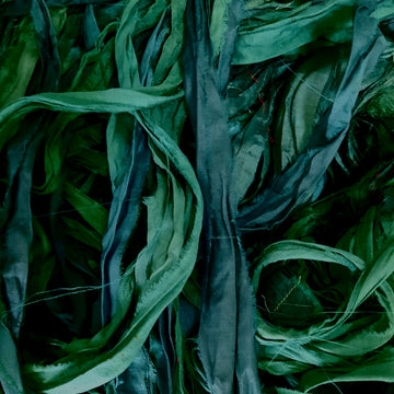 Premium Sari Silk Ribbon Jewel Green and Teal