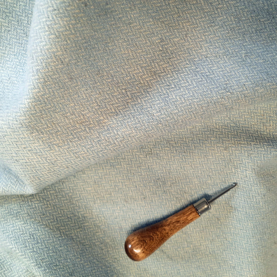 Textured Wool Fabric  "Baby Blue Herringbone"