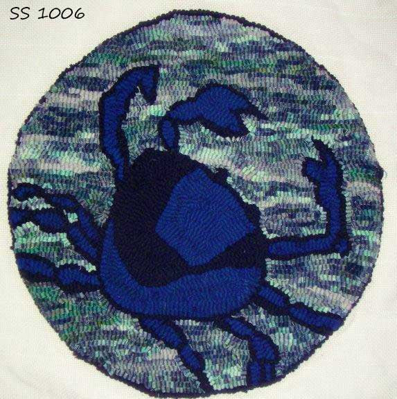 Blue Crab Round - Seaside Rug Hooking Company Pattern