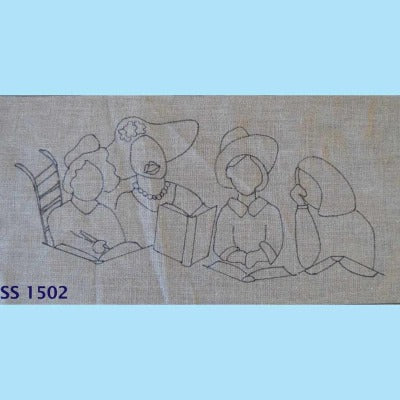 Book Club - Seaside Rug Hooking Company Pattern for rug hooking or punching. Simple pattern of group of 4 ladies