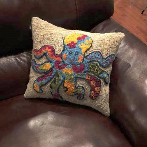 Talavera Octopus Pilllow - Seaside Rug Hooking Company Pattern