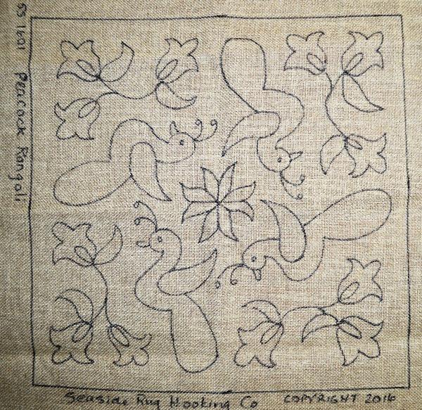 Peacock Rangoli - Seaside Rug Hooking Company Pattern